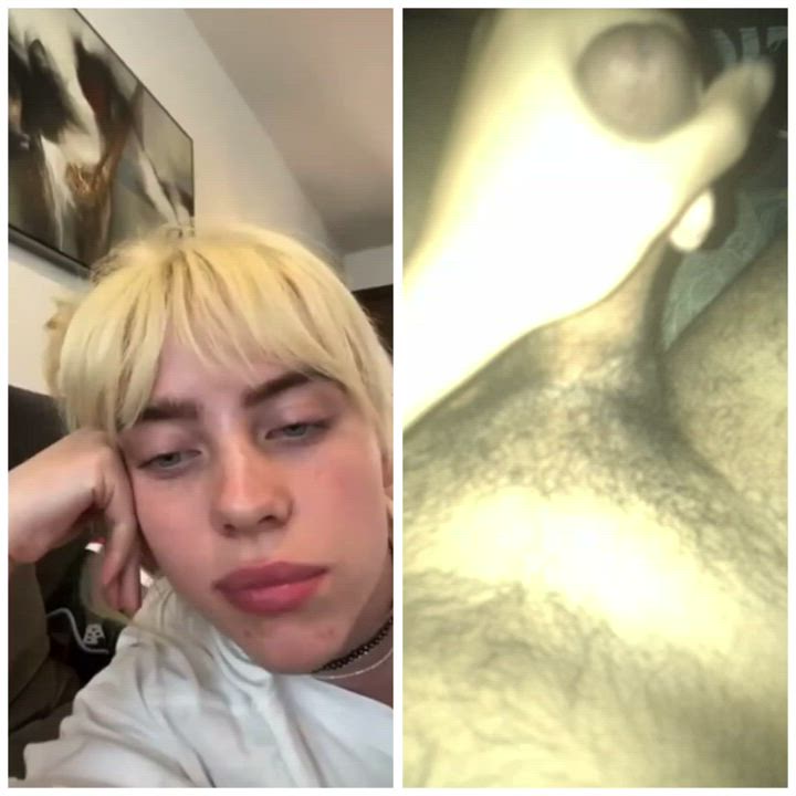 Billie eilish can’t stop drooling while looking at my hard cock