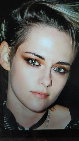 celebrity cum cumshot facial green eyes kristen stewart short hair tribute gif