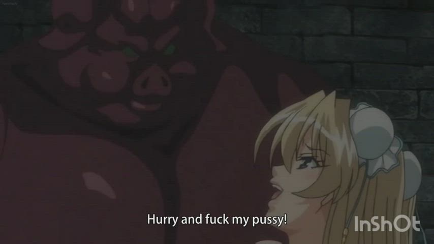 Ahegao Blonde Cum Double Penetration Hentai Monster Cock gif