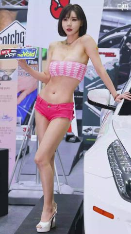 asian babe big tits car convention cute korean model gif