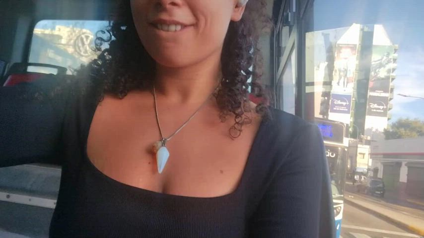 boobs bus busty flashing public tits gif