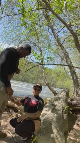 We were on a great hike, guy meets up with us on the trail and on the first break