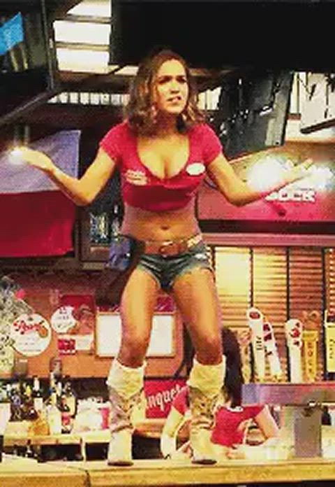 actress boots celebrity cleavage hooters legs shorts teen thighs waitress celebs