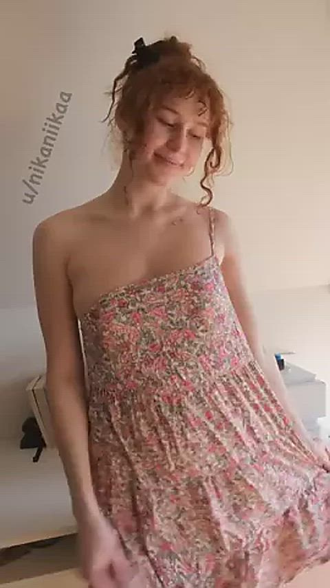 redhead small tits undressing gif