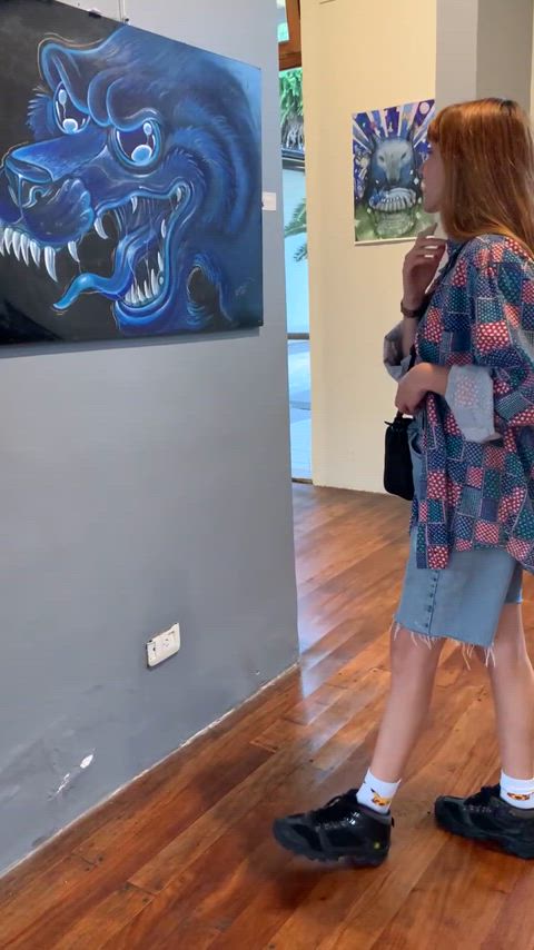 Tit flash at art event (my girlfriend got horny)
