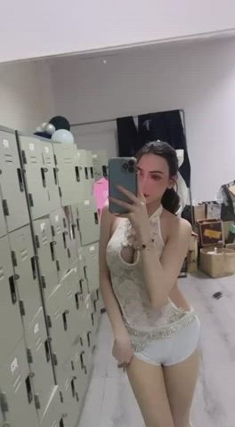 asian dressing room selfie gif