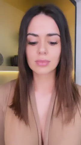 Brazilian Brown Eyes Brunette Dani Facial Goddess Hair Labia Tease TikTok gif