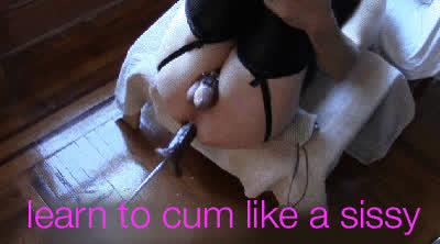 cumshot fuck machine hands free sissy gif