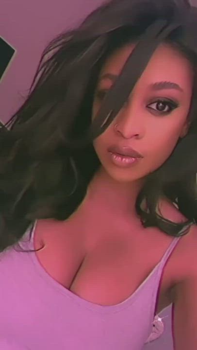 Cleavage Ebony Selfie gif