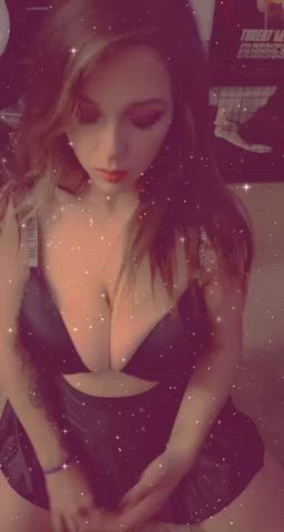 Boobs Bouncing Tits Bra Busty Cleavage Skirt gif