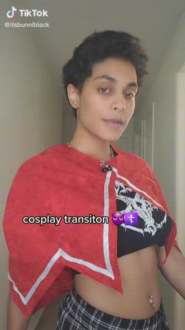 cosplay dancing ebony piercing short hair tiktok vertical gif