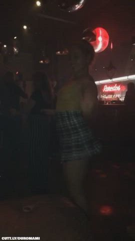 amateur club dancing hotwife nightclub see through clothing sheer clothes skirt gif