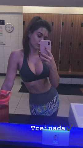 Body Boobs Brazilian Brunette Dani Gym Tease gif