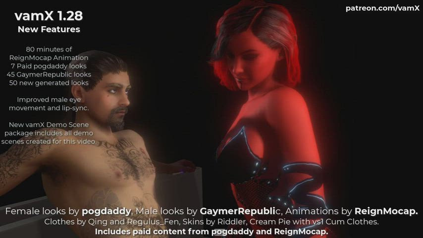 vamX 1.28 - New Animation &amp; Looks, Creampie, Random Look Generation, Male