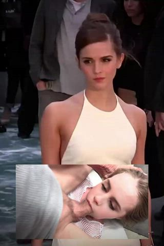 blowjob celebrity emma watson face fuck gif