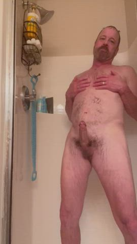 bathroom big dick cock daddy erection gay naked shower gif