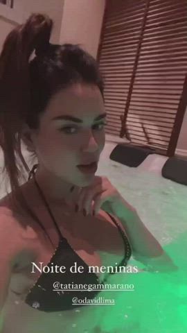 bikini boobs brazilian brunette dani facial goddess pool tiktok wet gif