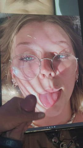 blonde blue eyes cute eye contact facial glasses teen tribute gif