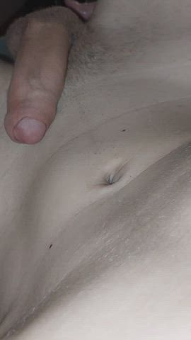 A small belly bulge from a dildo