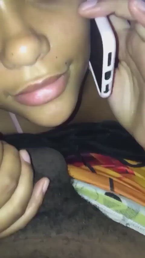 blowjob cheating ebony phone gif