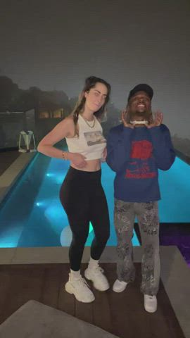 Teen having fun with a black friend