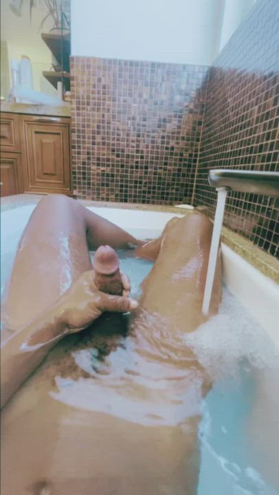 BBC Bathroom Bathtub Big Dick Cum Cumshot gif