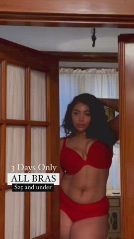 big tits bra cleavage cute ebony model panties gif