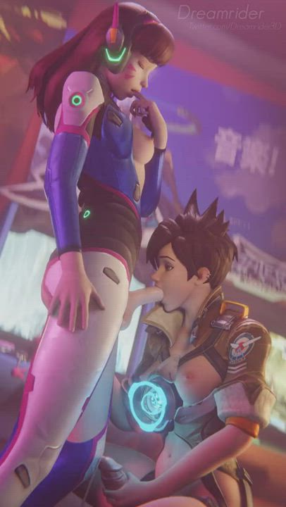 Tracer sucking Futa D.va (Dreamrider) [Overwatch]