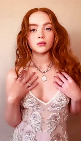 celebrity cute redhead small tits solo tease teen teens white girl gif