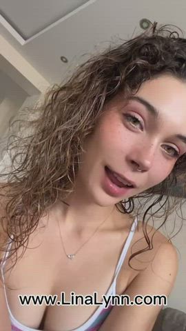 cute natural tits pierced piercing smile teen tiktok tongue fetish wet gif