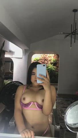 Colombian Latina Lingerie Natural Natural Tits Nipples Teen Thick gif