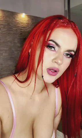 blowjob masturbating redhead spit sucking gif