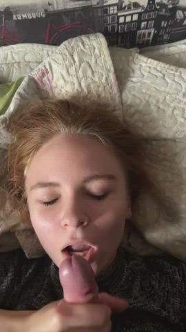 big tits blowjob cum in mouth cumshot double cumshot facial handjob redhead teen