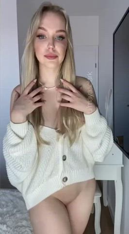 Ass Blonde Fingering Tits gif