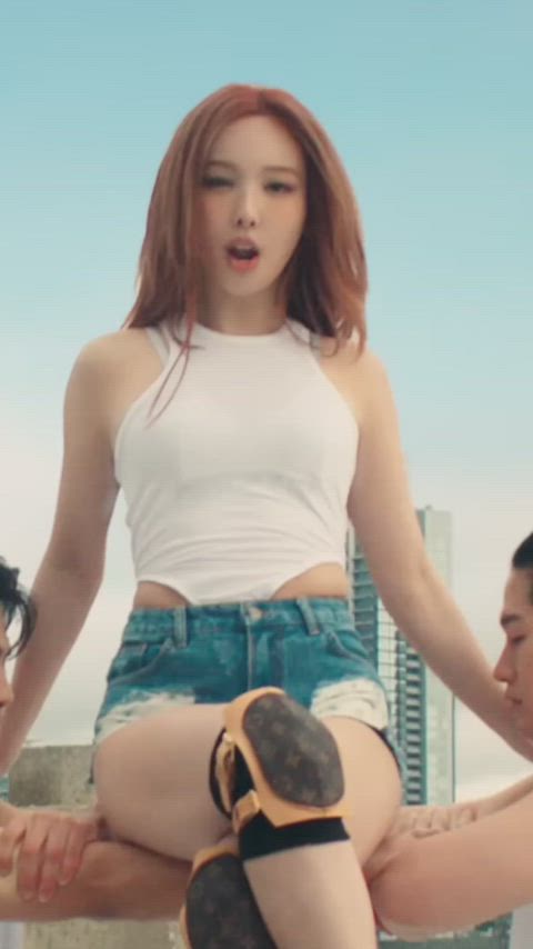 armpits asian brunette dancing korean pale pussy spread thighs kpop gif