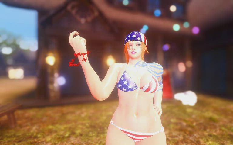 3D American Animation Bikini Freckles Green Eyes Redhead Tattoo Thick gif