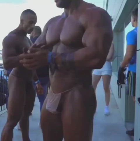 ass body bodybuilder bodysuit cock tanned gif