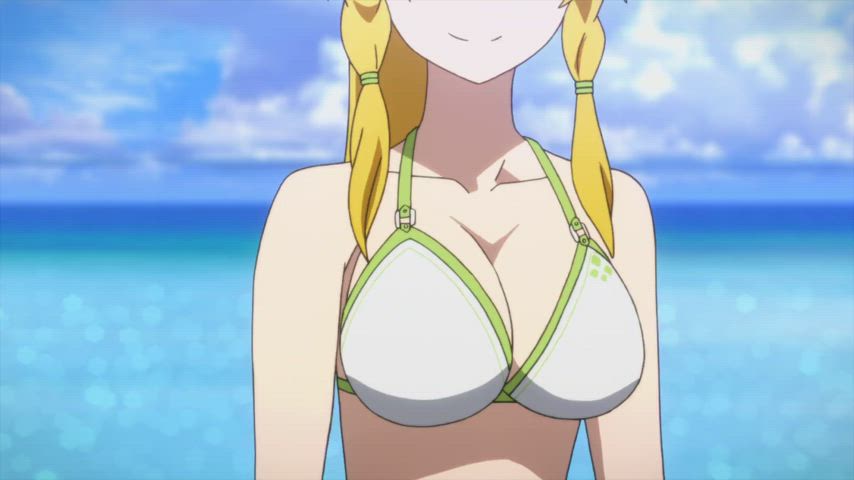 anime big tits bikini blonde ponytail gif