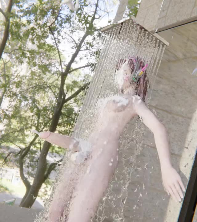 Dva cumming in the shower cum