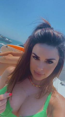 Beach Bikini Boobs Brazilian Brown Eyes Brunette Dani Facial Labia gif