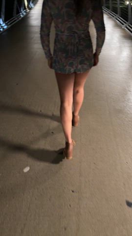 [F] Dared by hubby to wear no panties and flash on a public bridge. I think a couple