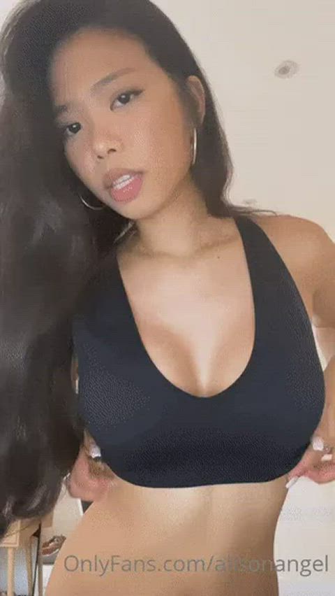 asian babe exposed onlyfans public squeezing strip teen tits gif