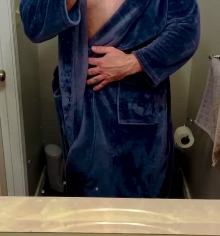 big dick daddy flashing penis robe gif