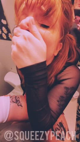 bathroom caught manyvids mirror moaning party public redhead sex tape gif