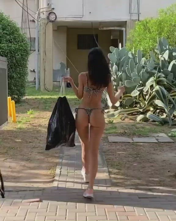 Bikini Brunette Outdoor gif