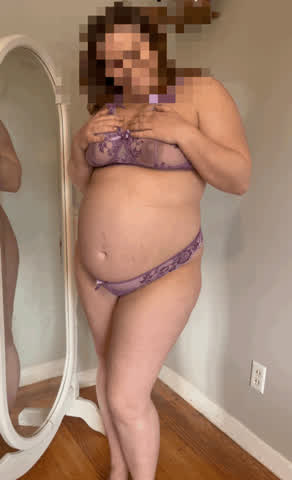 brunette lingerie pregnant gif