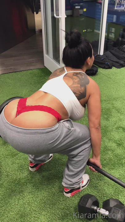 Big Ass Curvy Gym Lingerie MILF Tease Thick Workout gif