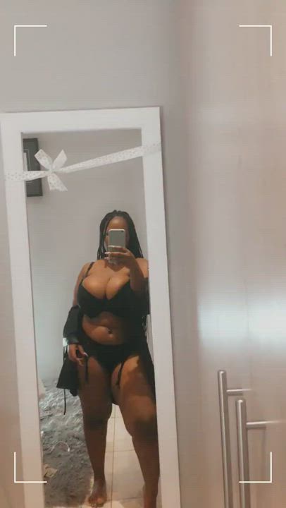 African BBW Big Tits Bra Cleavage Ebony Lingerie Panties Selfie South African gif