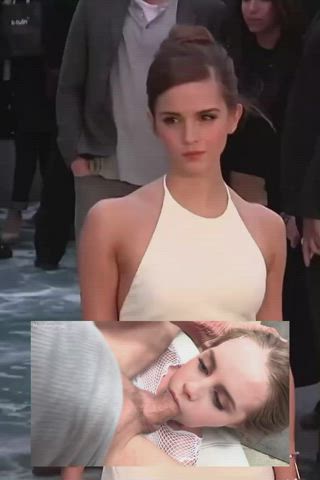 blowjob celebrity emma watson face fuck fantasy submissive gif