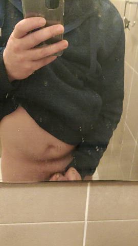 Bathroom wank &amp; cum